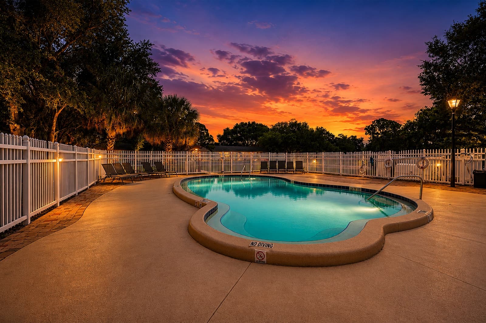 Fountains at Pinellas Park — pool at dusk